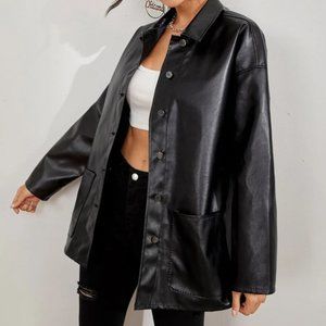 SHEIN Oversized Leather Shacket, XS